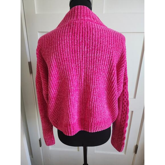Rachel Zoe Crop Sweater Hot Pink Womens Size L - Picture 2 of 6